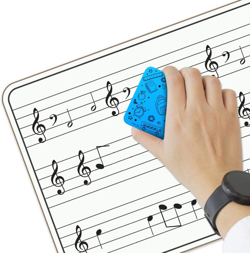 سكريبل دو مجموعة سكريبليدو من 24 لوحة بيضاء قابلة للمسح الجاف، مقاس 9 × 12 بوصة، لوحة مزدوجة الجوانب لعرض النوتات الموسيقية، مناسبة للأطفال والطلاب والموسيقيين والاستخدام المنزلي، مع ممحاة مرفقة. - Image 4